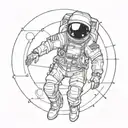 Astronaut Exploring jupiter tattoo design idea