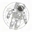 Astronaut Exploring jupiter tattoo design idea