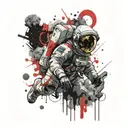 astronaut looking up on  space tattoo design idea