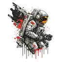 astronaut looking up on  space tattoo design idea