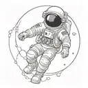 Astronaut Exploring jupiter tattoo design idea