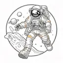 Astronaut Exploring jupiter tattoo design idea