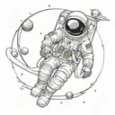 Astronaut Exploring jupiter tattoo design idea