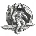 Moon astronaut tattoo design idea