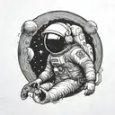 Moon astronaut tattoo design idea