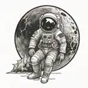 Moon astronaut tattoo design idea