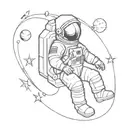 astronaut and deep space object tattoo design idea