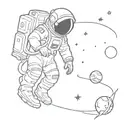 astronaut and deep space object tattoo design idea