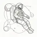 astronaut and deep space object tattoo design idea