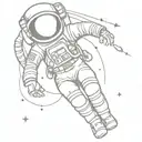astronaut and deep space object tattoo design idea