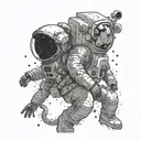 astronaut and deep space object tattoo design idea