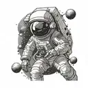 astronaut and deep space object tattoo design idea