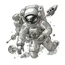 astronaut and deep space object tattoo design idea