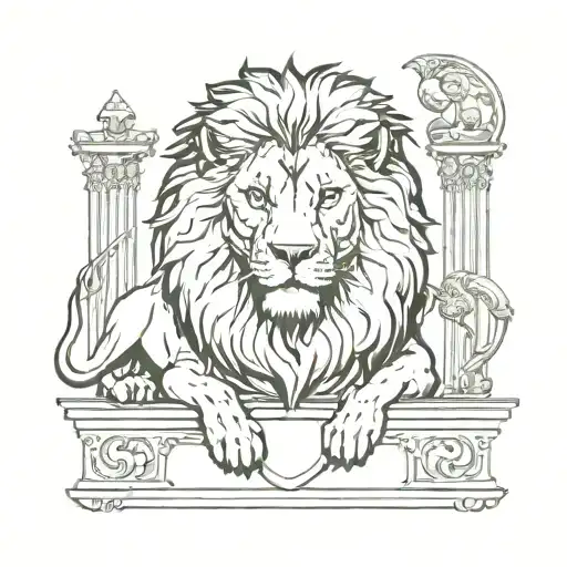 chance, lion, justice tattoo design idea