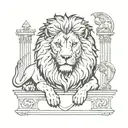 chance, lion, justice tattoo design idea