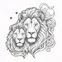 chance, lion, justice tattoo design idea
