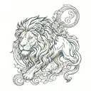 chance, lion, justice tattoo design idea
