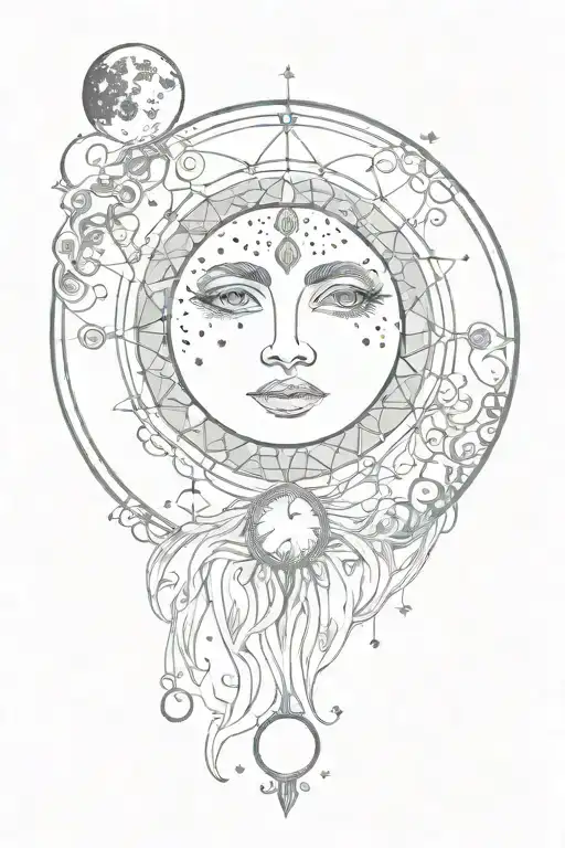 moon phase design tattoo design idea