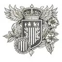 Luka modric Croatia coat of arms and the medals of the national team in the laurel wreath tattoo design idea