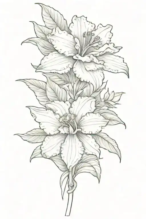 carnation flower, cattleya flower, sunflower, leaves  tattoo design idea