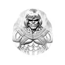 realistic He-man tattoo portrait with big muscles tattoo design idea