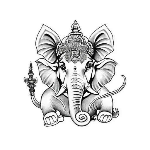 Ganesha is known as the remover of obstacles and the offspring of Shiva, the Hindu god of destruction tattoo design idea