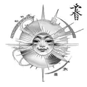 Sun, Mercury, Venus, Earth, Mars, Jupiter, Saturn, Uranus, and Neptune tattoo design idea