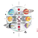 Sun, Mercury, Venus, Earth, Mars, Jupiter, Saturn, Uranus, and Neptune tattoo design idea