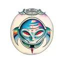 kind alien happy face  tattoo design idea