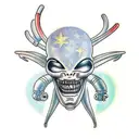 happy alien face  tattoo design idea