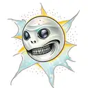 happy alien face  tattoo design idea