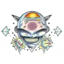 happy alien face  tattoo design idea