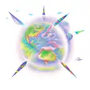 planet parade tattoo design idea