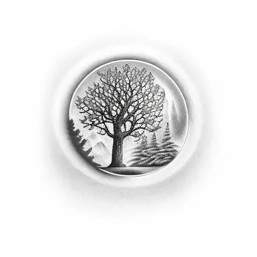 enfants et arbre tattoo design idea