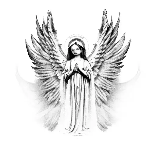 rosaries angel wings childrens names tattoo design idea