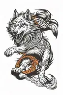 native american running wolf tattoo design idea