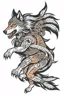 native american running wolf tattoo design idea