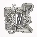 Small tattoo with the letters L,N,V,G with a square  tattoo design idea