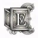 Small tattoo with the letters L,N,V,G with a square  tattoo design idea