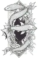 koi fish ,stars and moon ,spider lily flower tattoo design idea