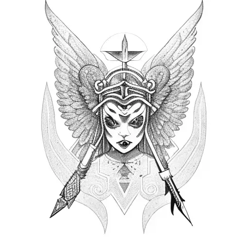 Gungnir with Valkyrie Wings tattoo design idea