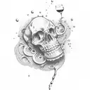 drinking wine tattoo design idea