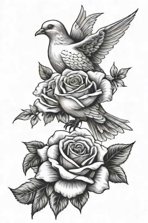 dove, rose, dad memorial tattoo tattoo design idea