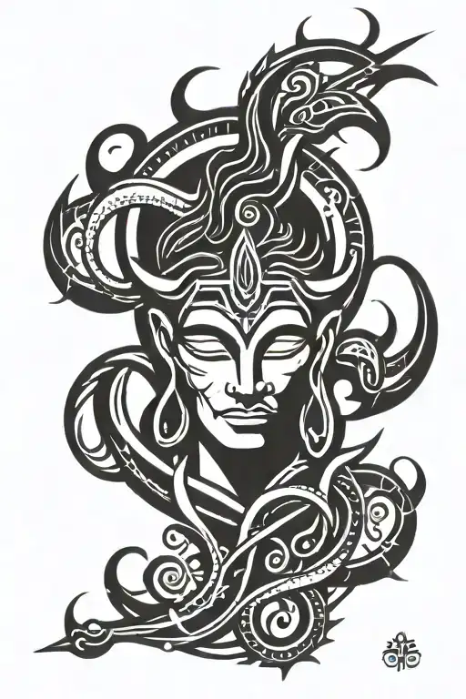 shiva trident surrounded tattoo design idea