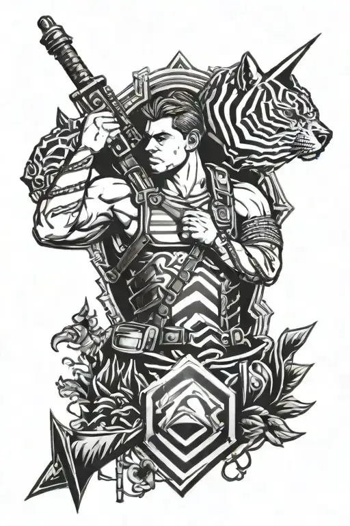 tank and archer and chevron  tattoo design idea