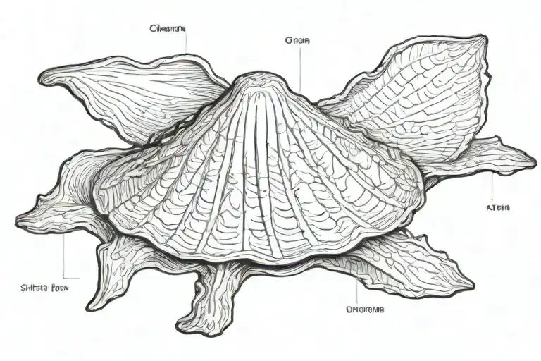 arise clam V shape made tattoo design idea