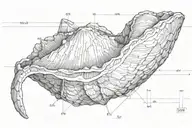 arise clam V shape made tattoo design idea