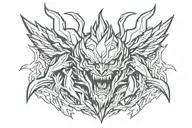 arise angry powerfull V shape made tattoo design idea