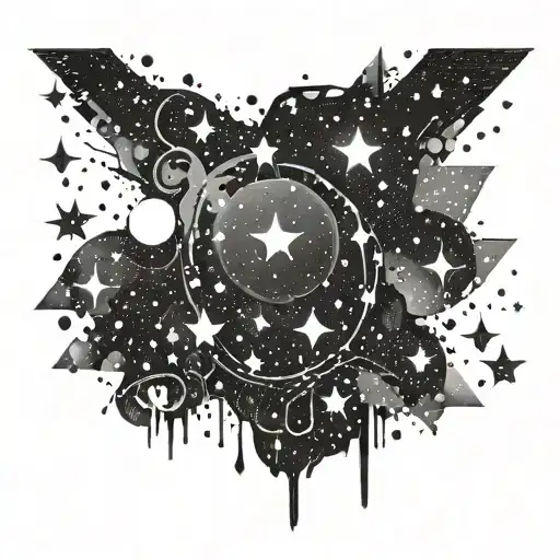 galaxy & stars scattered tattoo design idea
