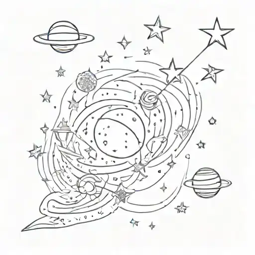 galaxy & stars scattered tattoo design idea